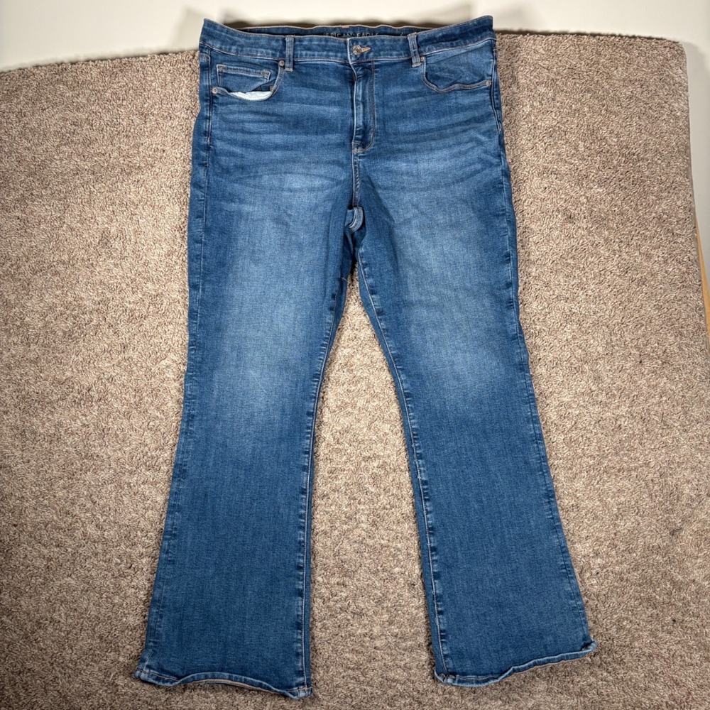 American Eagle Womens Hi-Rise Skinny Kick Jeans Blue Medium Wash Size 18 Short